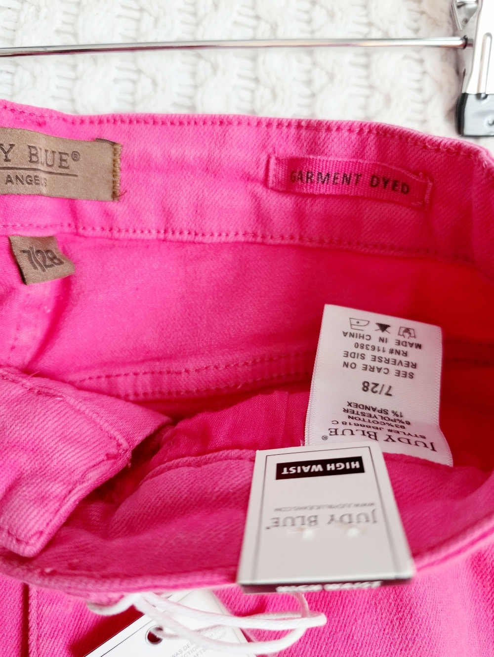 Judy Blue High Rise Garment Dyed Hot Pink Flare Jeans Stretch Barbie 7/28 NWT - Picture 6 of 7